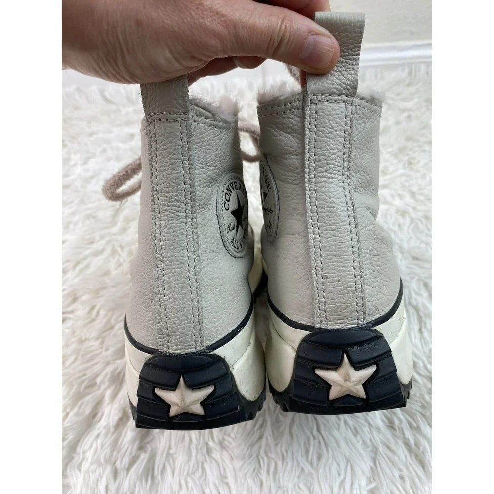 Converse Chuck Taylor Women's 7.5 Pale Gray Leather Block Heel High Tops